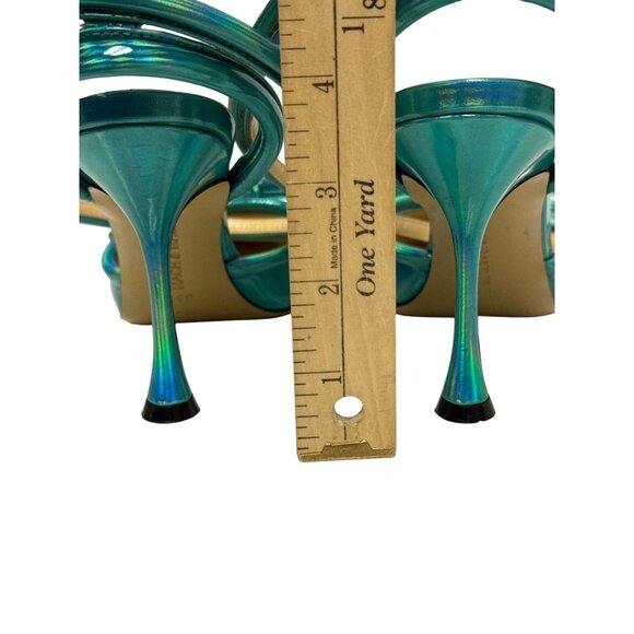 Mach & Mach Pumps Women's Double Bow Ankle Iridescent Leather  EU 36.5 US 6.5 - Picture 6 of 11